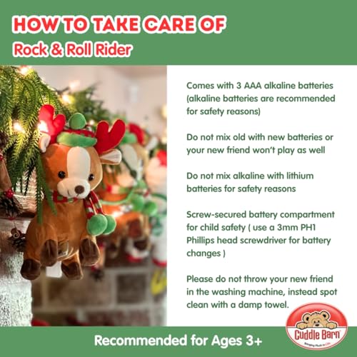 Cuddle Barn - Rock & Roll Rider | Animated Walking Dancing Singing Christmas Holiday Reindeer Sings Sleigh Ride, 10 Inches