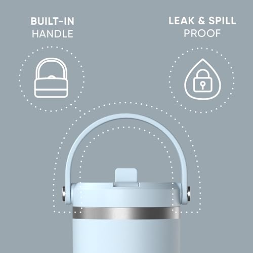 Hydrapeak Nomad 24 oz Tumbler with Handle and Straw Lid, Leakproof, Double Insulated, 24oz Cup Stainless Steel (Blush)