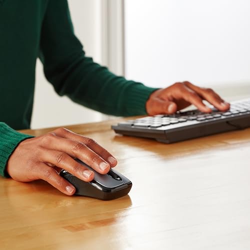 Amazon Basics 2.4 Ghz Wireless Optical Computer Mouse with USB Nano Receiver, Black