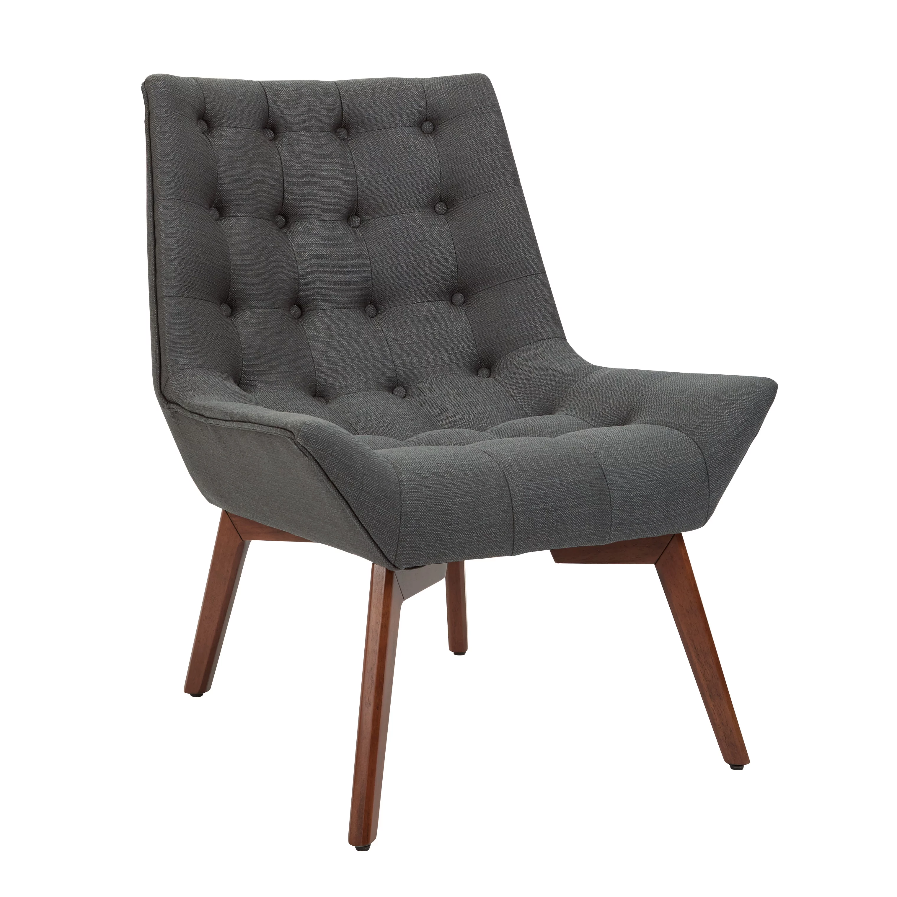 OSP Home Furnishings Shelly Tufted Chair in Charcoal Fabric with Coffee Legs K/D