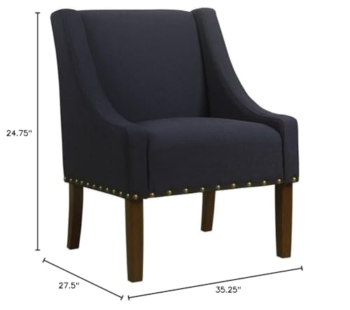 HomePop Velvet Swoop Arm Accent Chair, Suri Blue