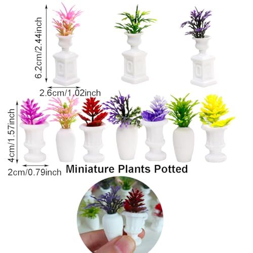 10PCS/Pack Mini Flowers Miniatures Things for Fairy Garden Figurines Accessories Tiny Potted Plants for Doll Fairy House Decorations for Micro Landscape Terrarium Decor Colorful