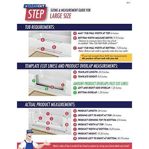 Cleancut Wide White Step Bathtub Conversion Kit