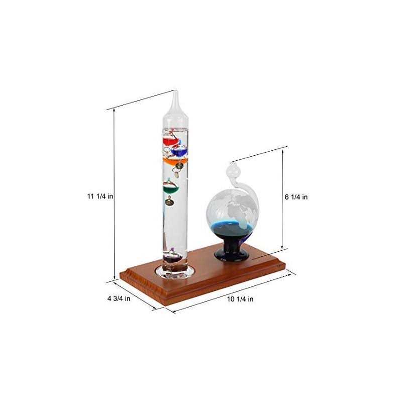 Lily’s Home Galileo Thermometer with Etched Glass Globe Barometer a Timeless Design That Measures Temperatures from 64oF to 80oF with a Beautiful