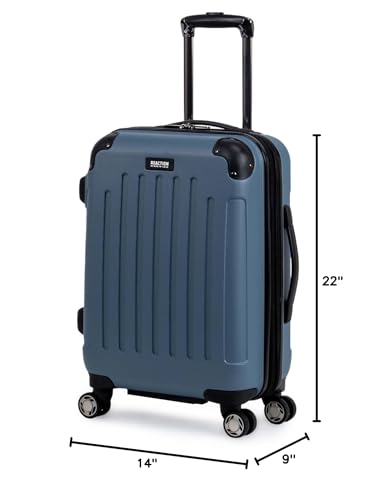 Kenneth Cole REACTION Renegade Luggage Expandable 8-Wheel Spinner Lightweight Hardside Suitcase, Navy Blue, 20-Inch Carry On