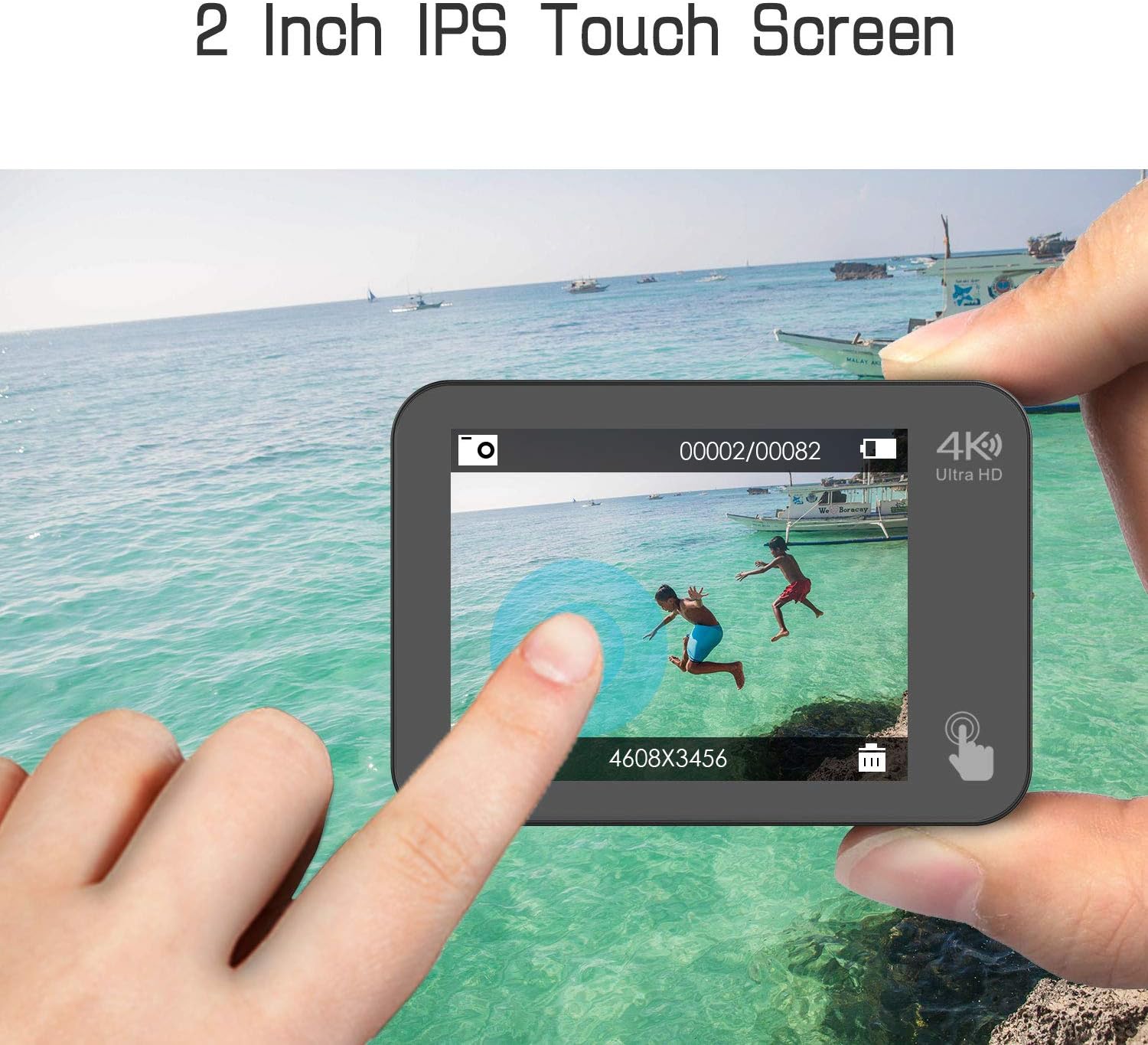 Waterproof Action Camera 4K 60FPS 20MP Underwater Camera Camcorder 40M 170 �� Wide Angle Camera with Touch Screen Stabilizer 2 Rechargeable 1350 Batteries and Accessories Kit