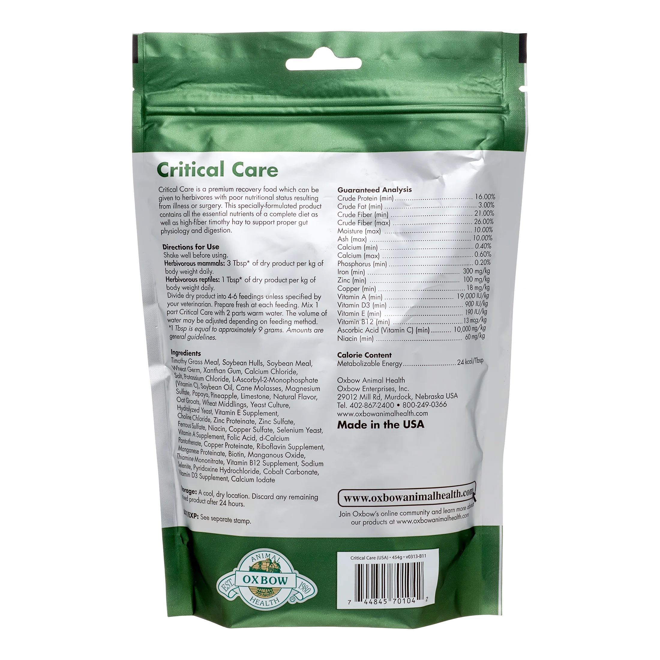 Oxbow Critical Care Small Animal Food, 16 oz.