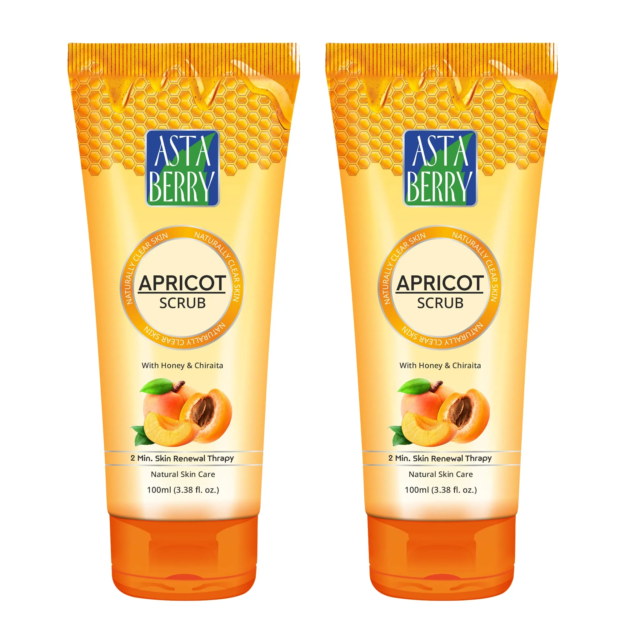 Astaberry Apricot Scrub With Honey & Chiraita | Dermatologist Formulated | All Skin Types | 2 Minute Skin Renewal Therapy | Naturally Soft & Glowing Skin | Remove Dead Epithelial C