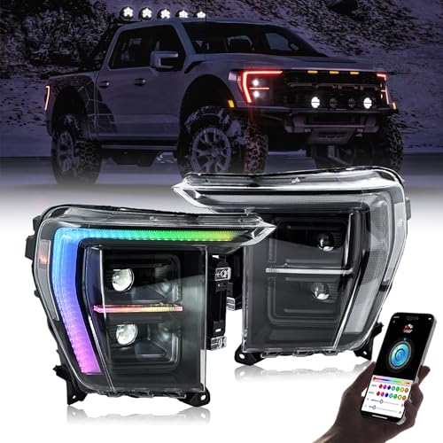 Headlights for F150 2021-2024 with Startup Animation Sequential Turn Signal LED Optimize Upgrade (Lighting Color Control)