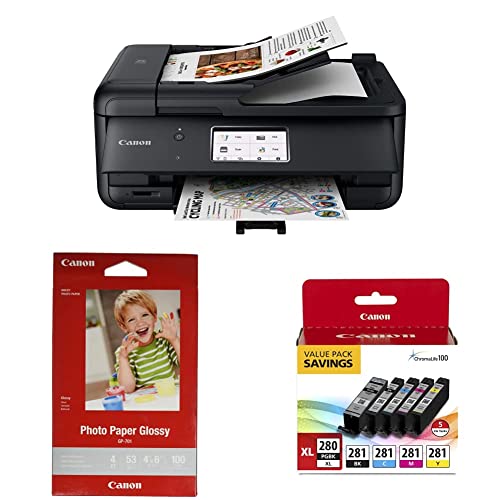 Canon PIXMA TR8620a - All-in-One Printer Home Office|Copier|Scanner|Fax|Auto Document Feeder | Photo, Document | Airprint (R), Android, Black, Works with Alexa