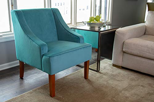 HomePop Velvet Swoop Arm Accent Chair, Suri Blue