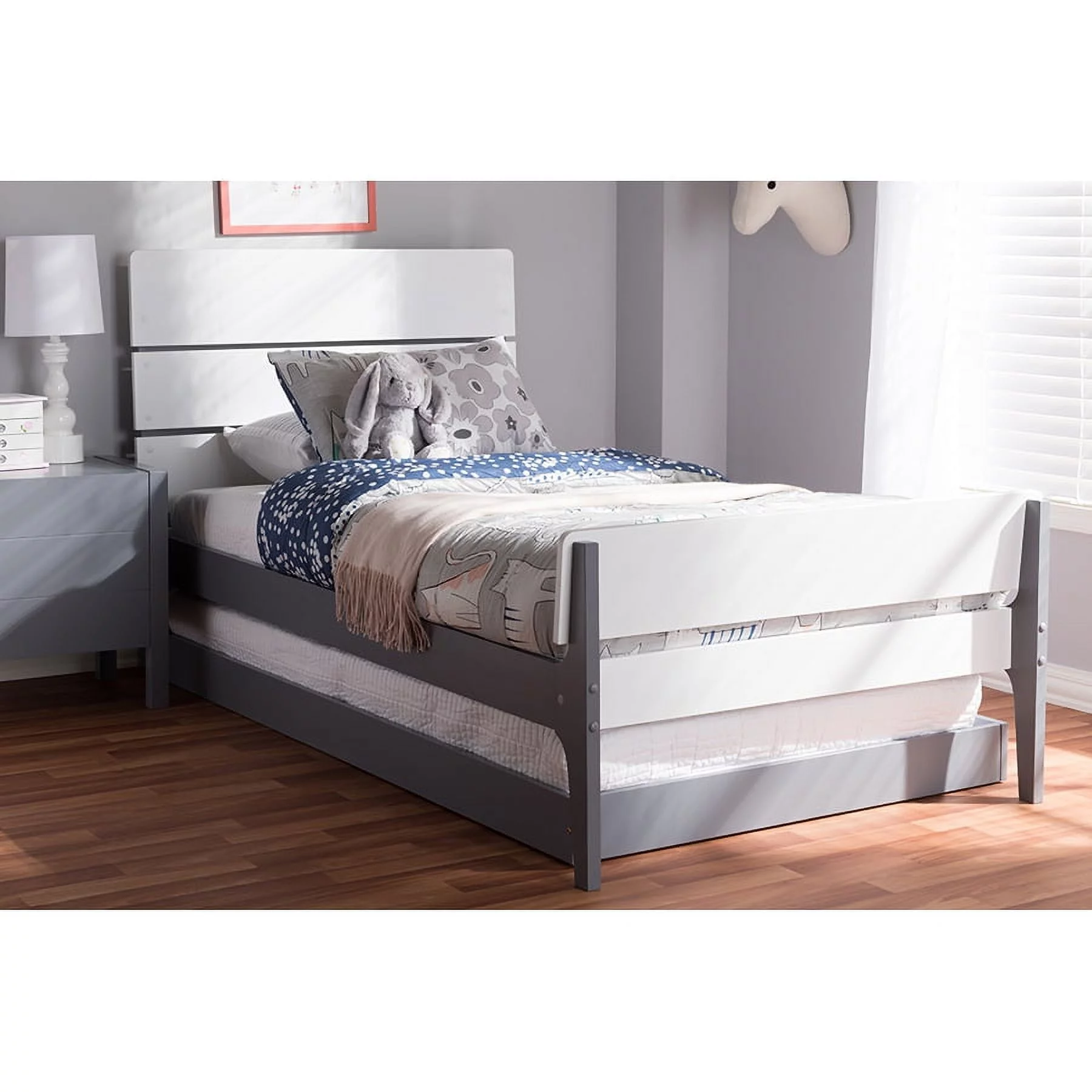 Baxton Studio Nereida Modern Classic Mission Style Grey-Finished Wood Twin Platform Bed