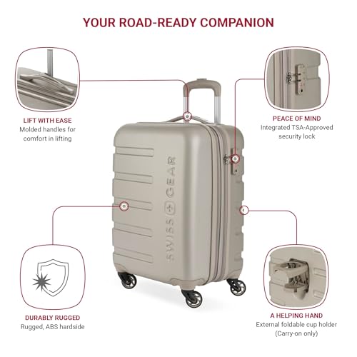 SwissGear 7366 Hardside Expandable Luggage with Spinner Wheels, White, Carry-On 19-Inch