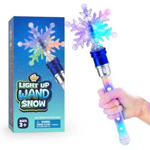 IPIDIPI TOYS Snowflake Wand - Spinning Light Up Magic Wand for Kids, Princess Fairy - Christmas Stocking Stuffers Light Up Toys, Goodie Bag Stuffers - Ideal Birthday Party Favors for Girls, Pack of 2