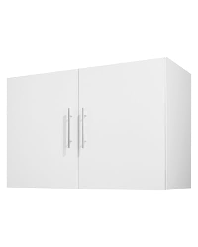 VEVOR Laundry Room Wall Cabinet, 2-Tier Wall Mounted Hanging Cabinet with 2 Doors, Cupboard Organizer with Adjustable Shelf, for Bathroom, Kitchen, Garage, Laundry, 16 x 36 x 24 in (D x W x H), White