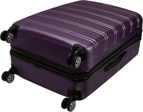 Rockland Melbourne Hardside Expandable Luggage with Spinner Wheels, Blue, Checked Large 28