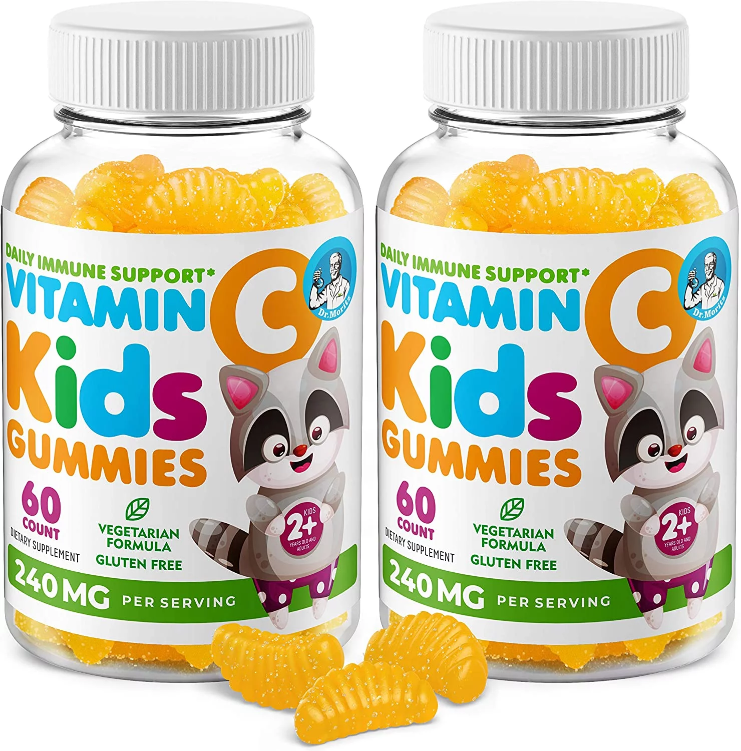 Vitamin C Gummies for Kids & Adults 240 mg - Immune Support Low-Sugar Chewable Gummy Vitamins for Toddlers - Vegetarian Gelatin-Free (Citrus Flavor) (120 Count)