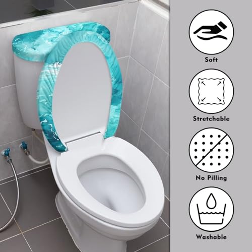 Christmas Bow Bell Toilet Tank Lid Cover and Toilet Seat Lid Cover 2 Pcs Set Toilets Covers with Elastic Cloth Fits Most Toilets Tanks & Lids