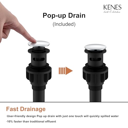 KENES Brushed Nickel Vessel Sink Facuet Single Handle Tall Bathroom Sink Faucet Vanity Bathroom Faucet Basin Mixer Tap with Water Supply Hose and Pop Up Sink Drain, LJ-9031A