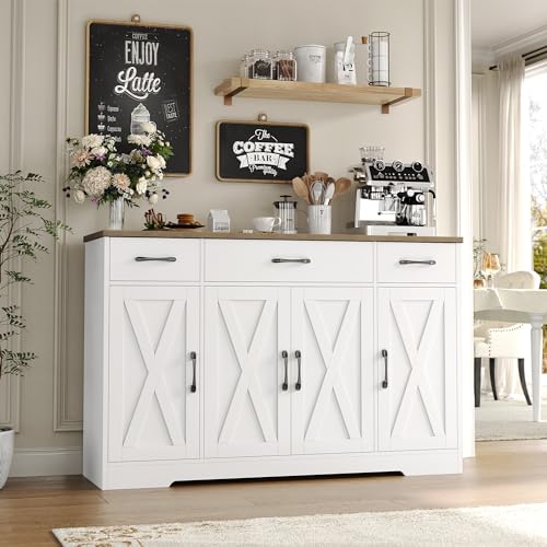 HOSTACK Buffet Sideboard Cabinet with Drawers, 55