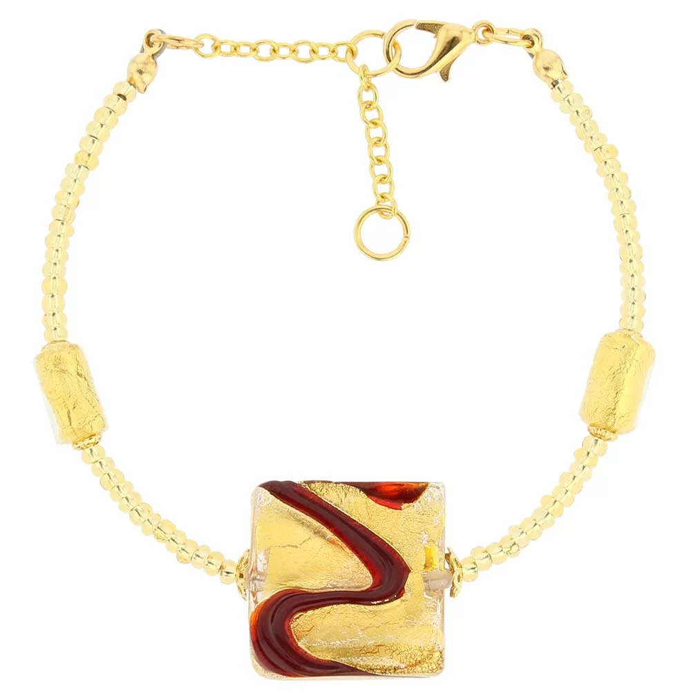 GlassOfVenice Murano Glass Royal Red Square Bracelet