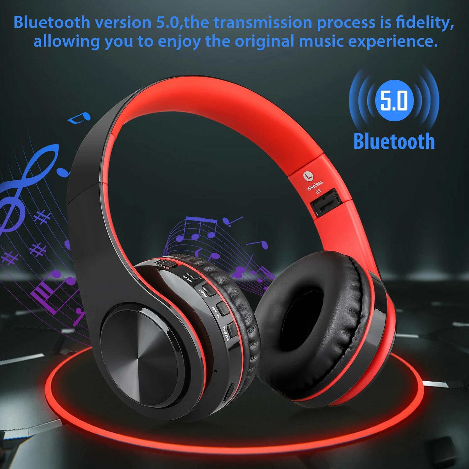 Cyber And Monday sale Wireless Over-Ear Headset with Mic, On Ear Lightweight Foldable Wired Headphones, Hi-Fi Stereo Earphones De