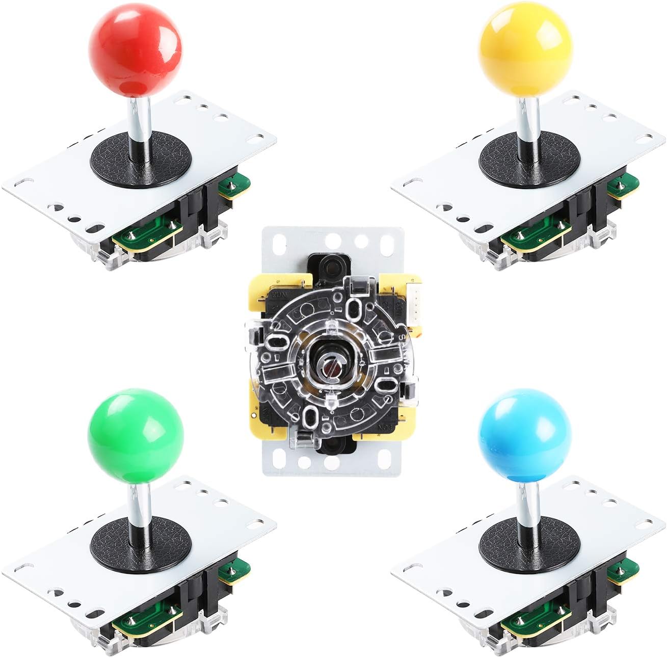 4 Player LED Arcade Games DIY Kit, 4X Fighting Joystick + 40x LED Arcade Buttons + 4X USB Encoder for PC MAME & Raspberry Pi 1/2/3, Multicolor