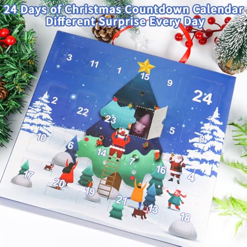 Advent Calendar 2025, Luminous Mochi 24 Days of Christmas Countdown Calendar, 24 Pcs Squishies Fidget Advent Calendar, Christmas Gift for Kids