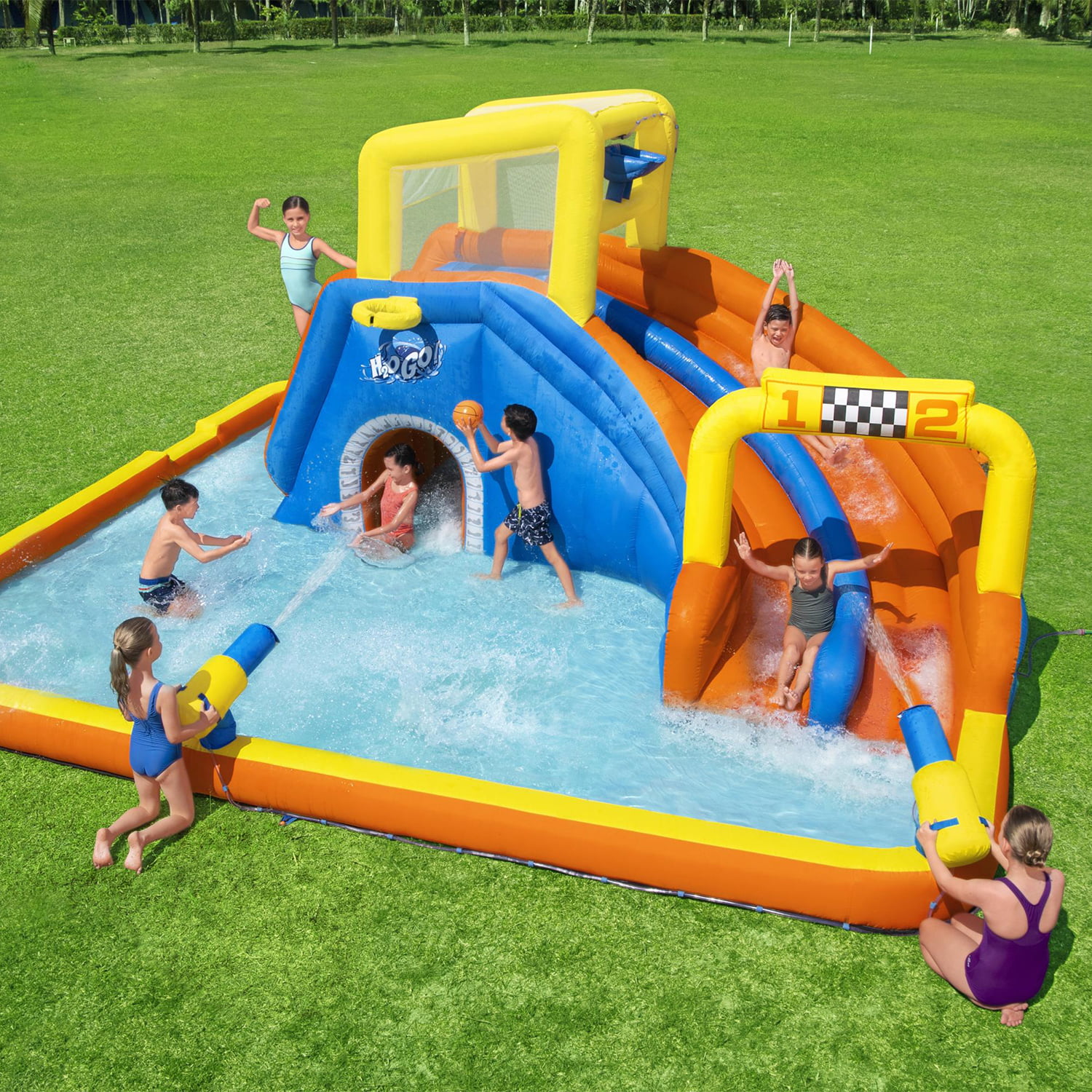 Bestway H2OGO! 18' x 16.5' x 8.6' Super Speedway Child Inflatable Water Park