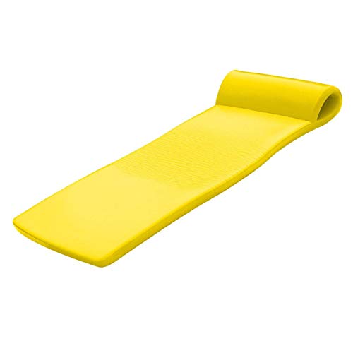 TRC Recreation Sunsation Vinyl Coated Foam Swimming Pool Float Mat Adult Lounger with Built-in Roll Pillow