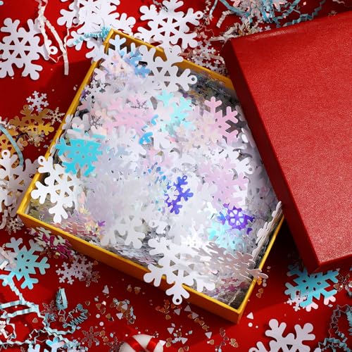 Supervitae 1 Lb/500g Winter Snowflake Glitter Table Decors Christmas Snowflake Glitter Confetti Sequins Xmas Sparkly Table Scatter PVC for Winter Party Home Wedding Decor DIY Craft, 2 Pack