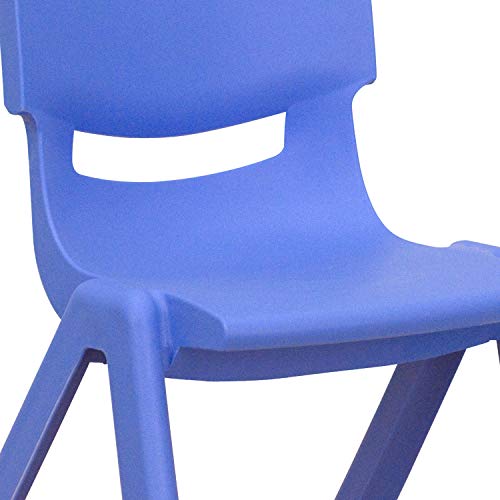 EMMA + OLIVER 4 Pack Blue Plastic Stackable School Chair with 10.5