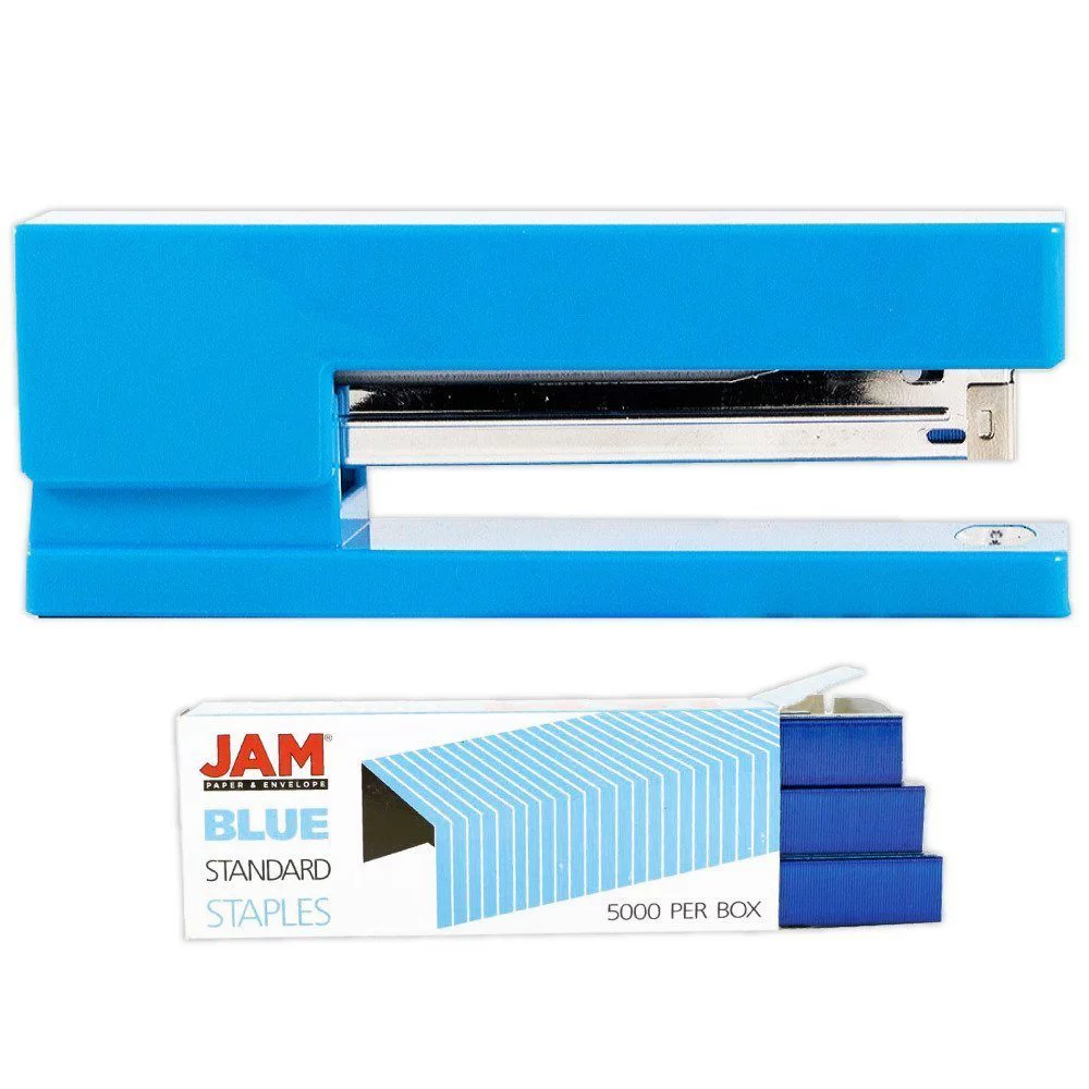 JAM Office & Desk Set, Blue, 2/Pack, 1 Stapler & 1 Staples