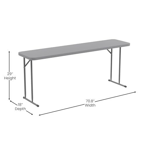 Flash Furniture Kathryn 6' Plastic Folding Training and Event Table, Rectangular Folding Training Table with 220-lb. Static Weight Capacity, White
