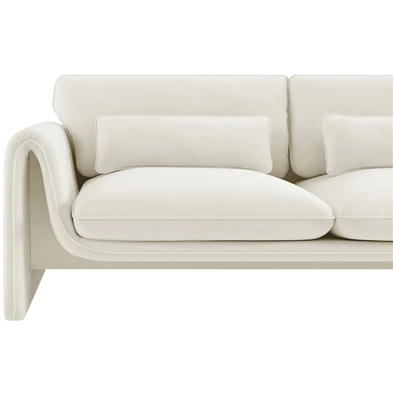 Meridian Furniture Sloan Cream Velvet Fabric Loveseat