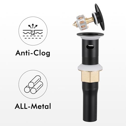 KES Vessel Sink Faucet, Black Bathroom Faucets, Tall Bathroom Faucets with Sink Drain with Overflow, L3156BLFF12-BK-C1