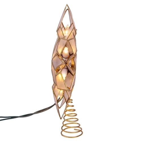 Kurt Adler 8.5-Inch Capiz Star Tree Topper with 10 Clear Lights and 1 Spare Bulb