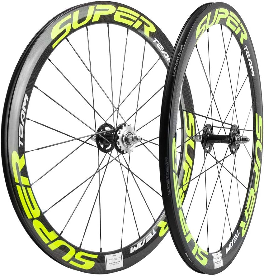 Superteam 50/23mm Carbon Wheelset Fixed Gear Bike Wheel 700c Clincher Single Speed