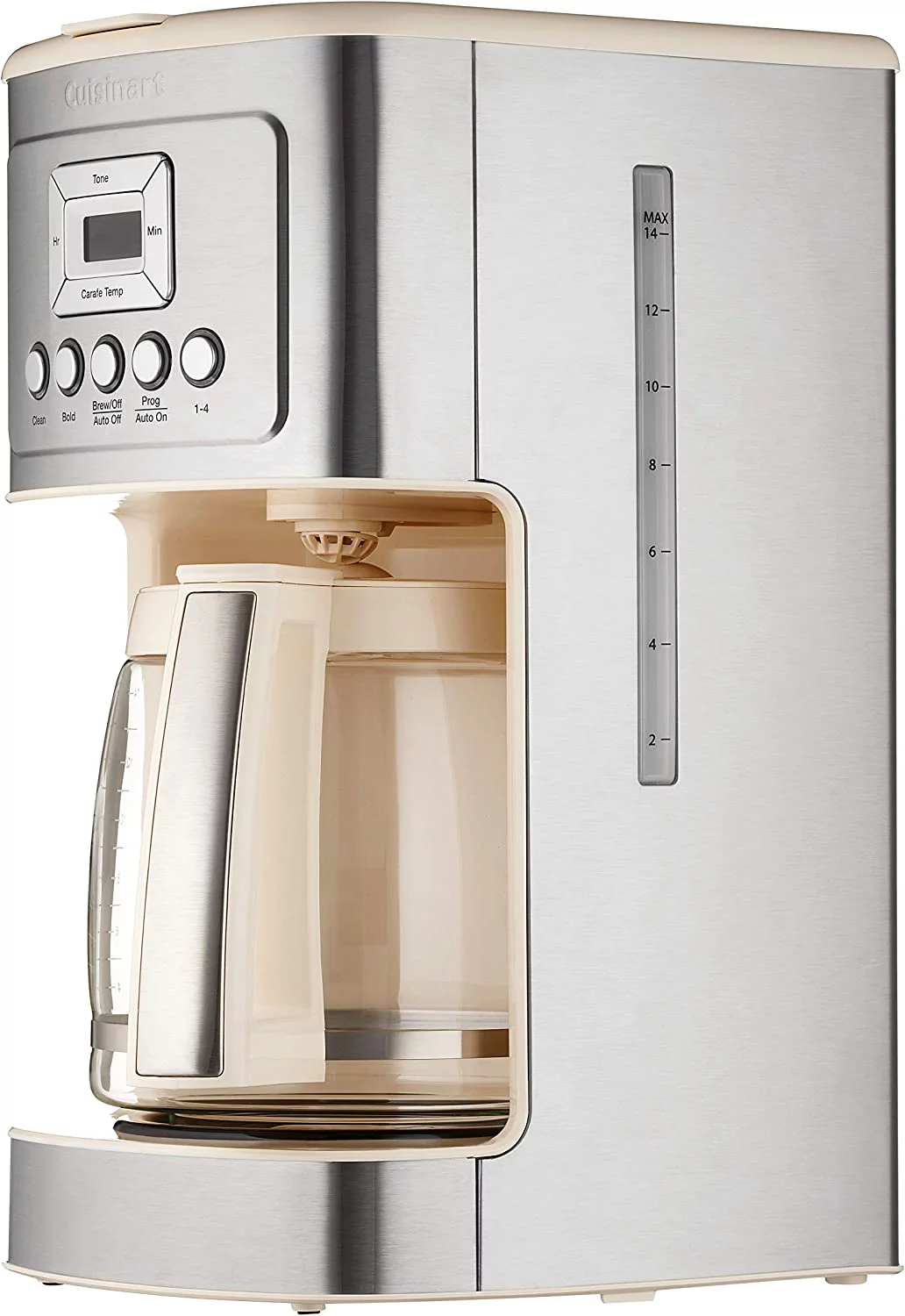Cuisinart DCC-3200 14-Cup Glass Carafe with Stainless Steel Handle Programmable Coffeemaker, Cream