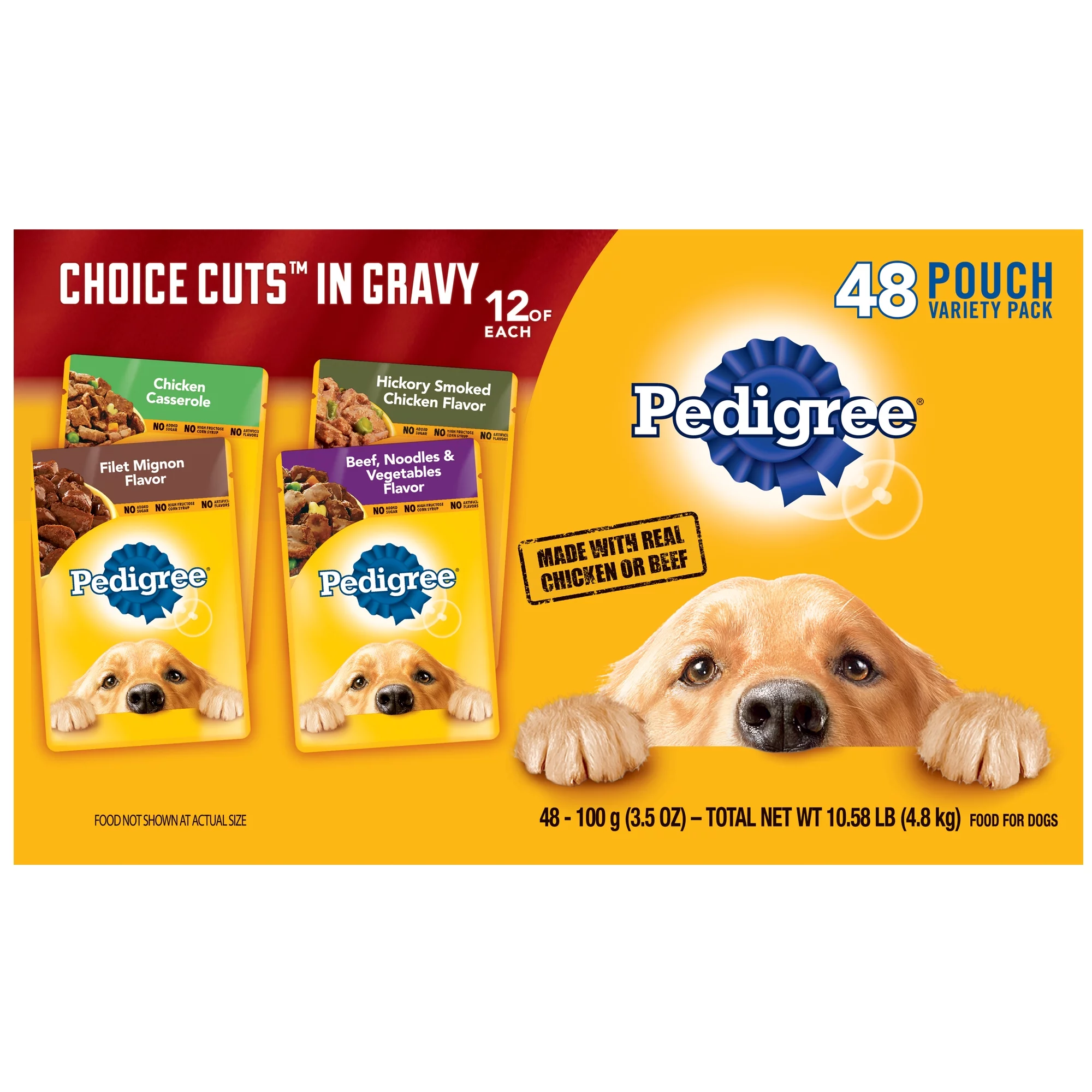 Pedigree Choice Cuts Gravy Wet Dog Food Variety Pack, 3.5 Oz Pouches (48 Pack)