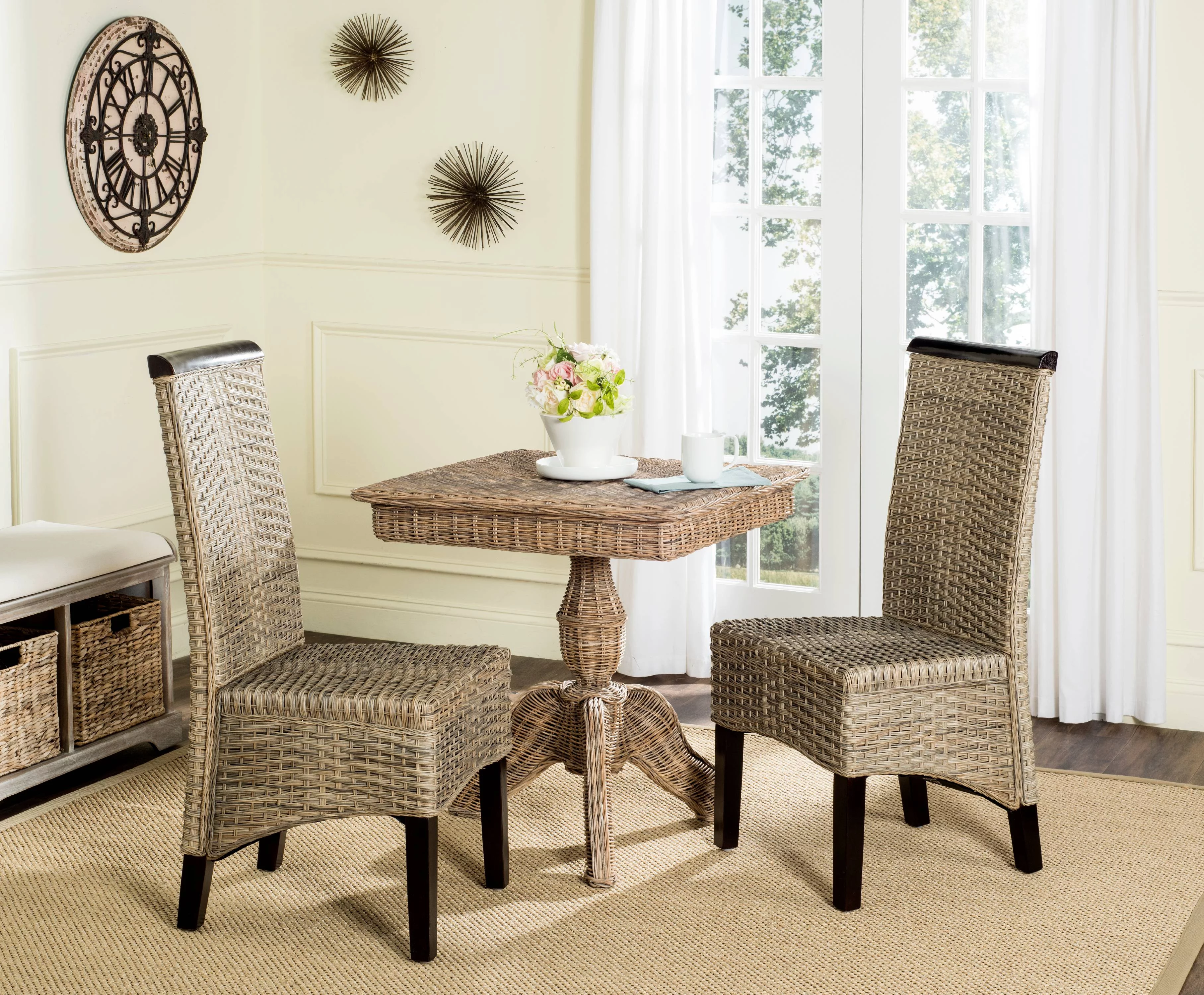 Safavieh Ilya Nautical Wicker 18''H Wicker Dining Chair, Set of 2