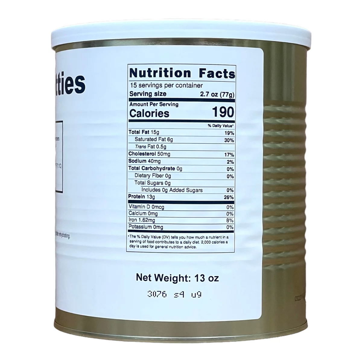Military Surplus Freeze Dried Hamburger Ground Beef Patties Camping Emergency Food, 15-16 Thick Patties in a Can / #10 Can/25 Years Shelf Life -1 Can ✅