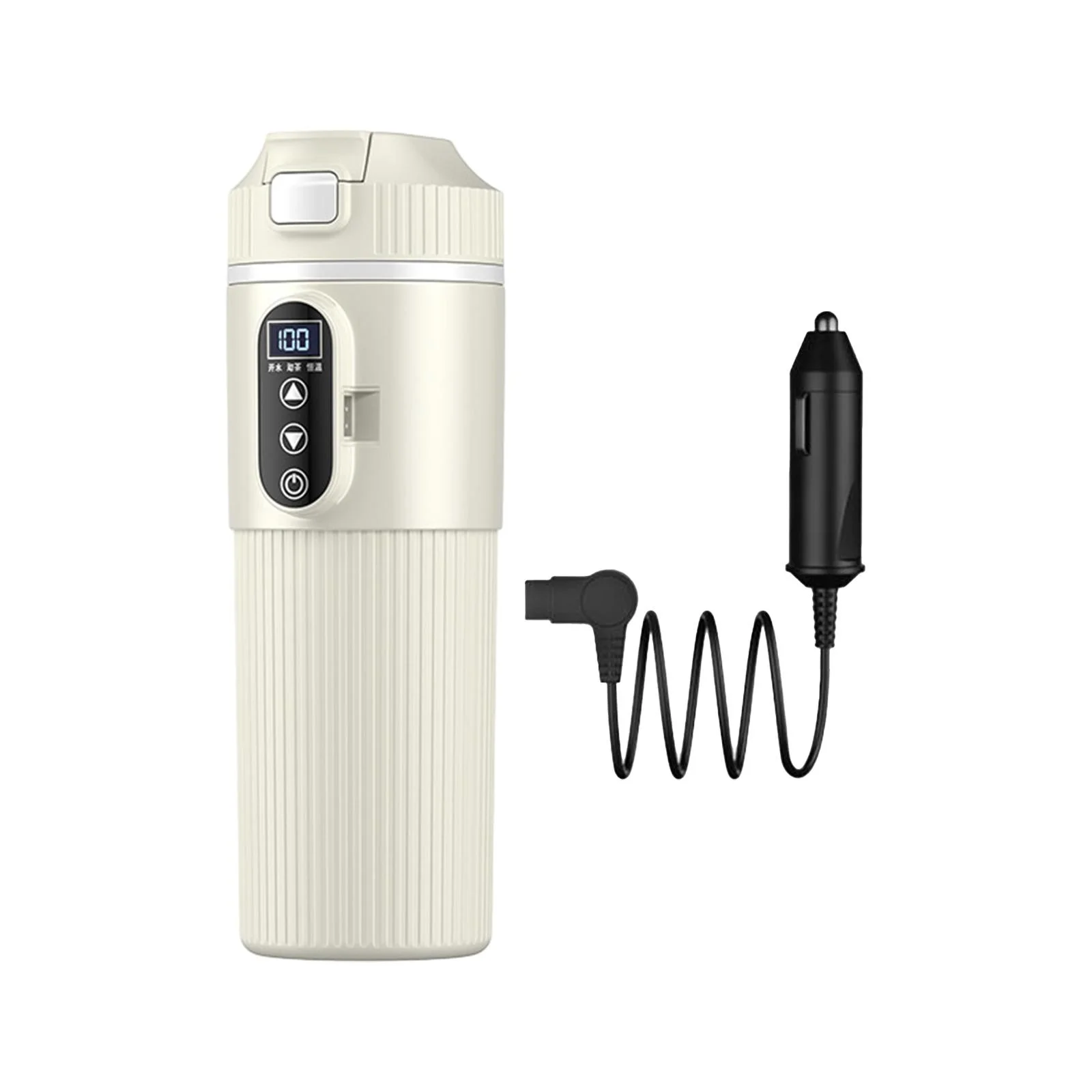 Car Heating Cup Travel Coffee Mug Easily Washing Smart Heating Car Cup Car Electric Kettle for Milk Heated Beverage Work White