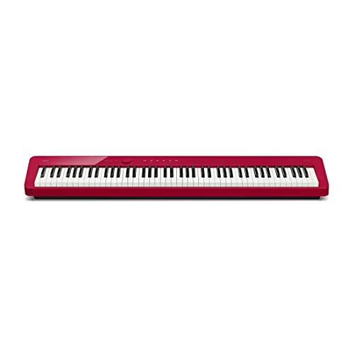 Casio Privia PX-S1100 Digital Piano Bundle with CS-68 Furniture Stand, SP-34 Sustain Pedal, Bench, Instructional Book, DVD, Online Piano Lessons, and Polishing Cloth - Red
