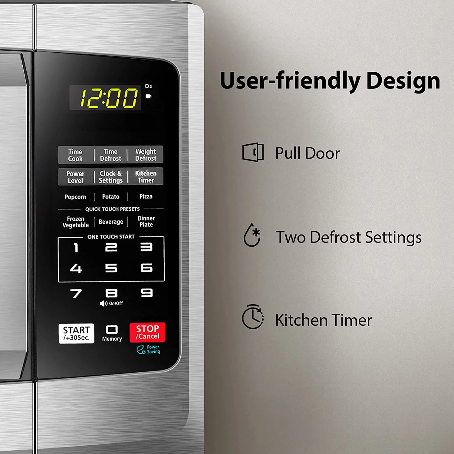 toshiba em925a5a-ss microwave oven with sound on/off eco mode and led lighting, 0.9 cu. ft, stainless steel