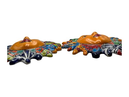 Talavera Sun Face Folk Art Multicolor Mexican Pottery Home Decor Hand Painted Handmade Indoor Outdoor Diameter 12