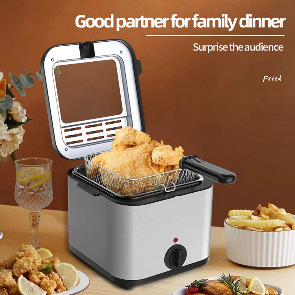 2.5L Electric Fryer Household S 1000W High Power Multiple Function Stainless Steel Fryer Kebab French Fries Machine