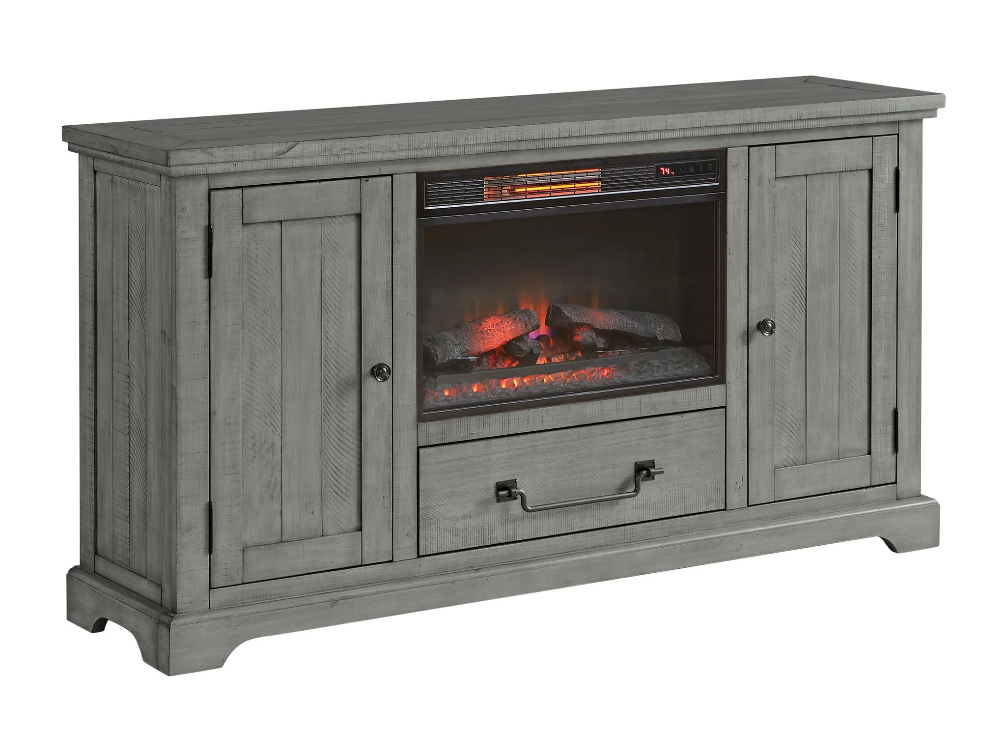 Martin Svensson Home Beach House Solid Wood TV Stand with Fireplace for TVs up to 70