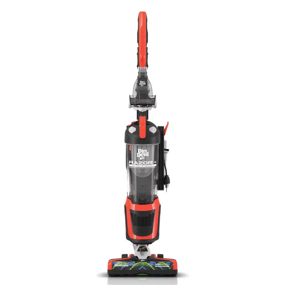 Dirt Devil UD70350B Razor Vac Bagless Multi Floor Corded Upright Vacuum Cleaner with Swivel Steering, Red