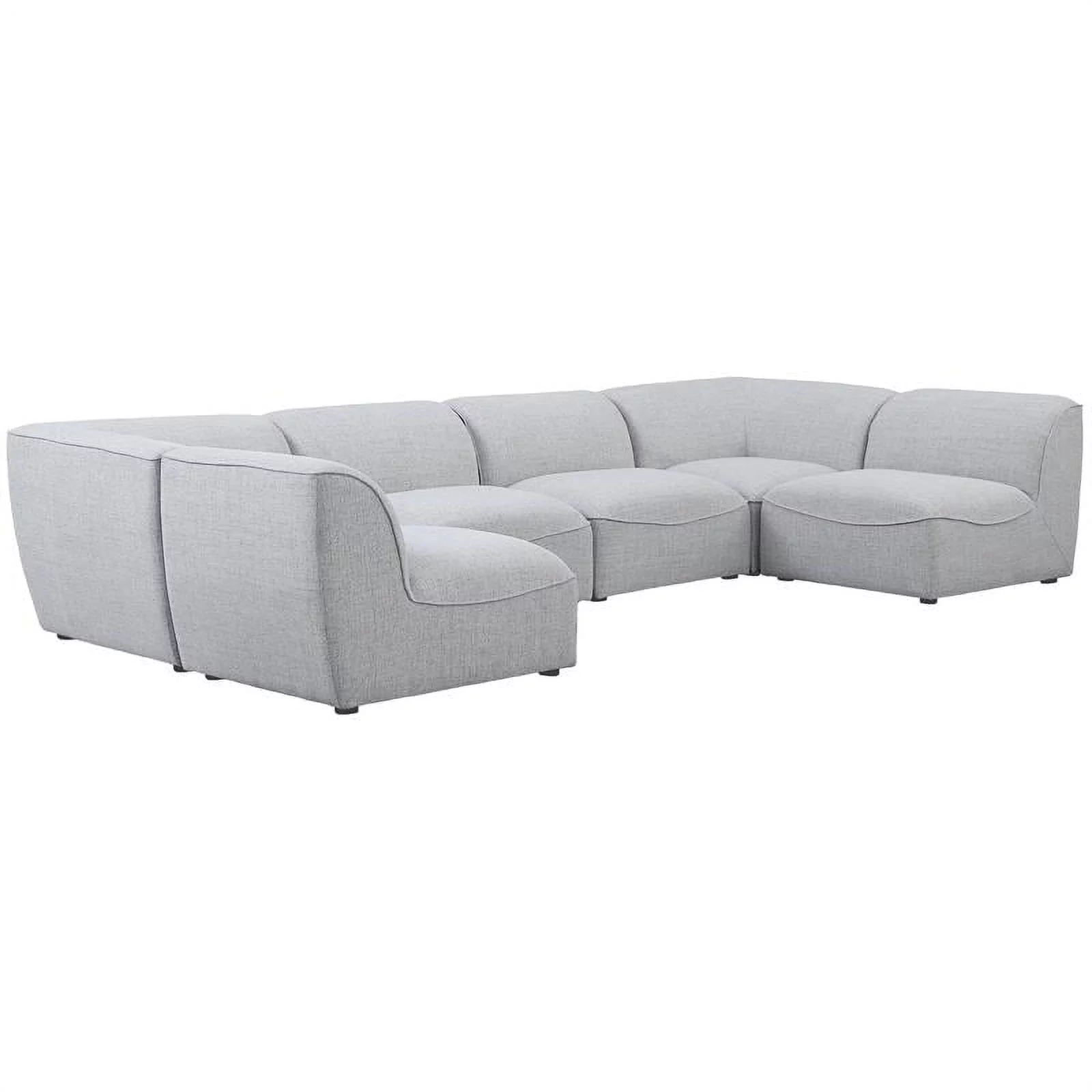 Meridian Furniture Miramar Grey Durable Linen Textured Modular Sectional